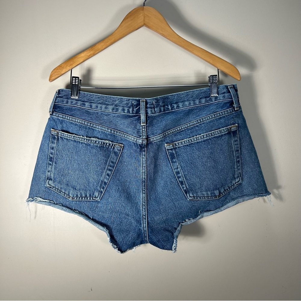 Agolde Blue Distressed Denim Jean Shorts - Picture 8 of 13